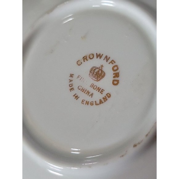 Vintage Crownford English Bone China  Cup Saucer Set Purple Violets Gold Trim - Picture 8 of 16